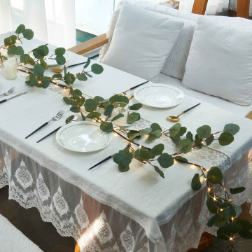 Battery Operated Lighted Eucalyptus Garland with Timer for Spring Decor
