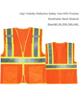 high visibility safety vest with reflective tapes