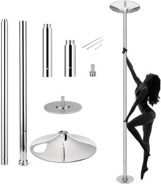 2021 Adjustable Height 45mm Steel Tube Spinning and Static Portable Fitness Exercise Stripper Dancing Pole Gold pole dance