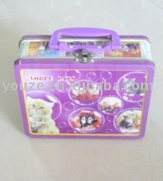 metal food tin can with handle