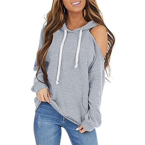 Women's Cold Shoulder Hooded Sweatshirt