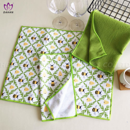 Printing Microfiber Kitchen Towel Dish drying mat and kitchen towel and dish cloth.3-PK Manufactory