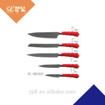 5 pieces soft handle non-stick knives sets