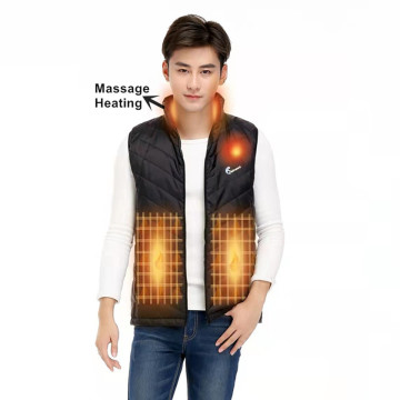 Gilet riscaldato unisex nero esterno con elemento massaggio e battuta di alimentazione per la caccia
