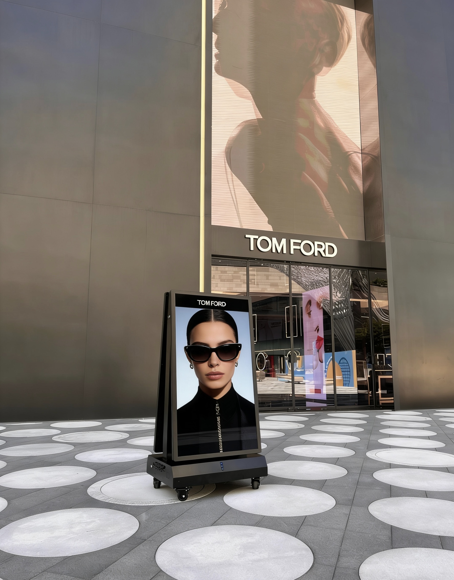 מסך LCD חיצוני דו צדדי המציג תוכן בחדות גבוהה מסונכרנת