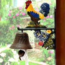 Door Bell Vintage Retro Style Metal Cast Iron Rooster Wall Mounted Home Garden Decor Access Control For Home For Remind
