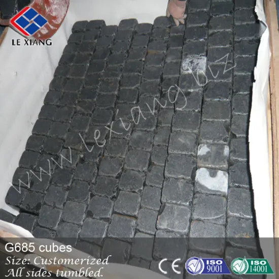 G685 black basalt tumbled cubes, basalt cubes