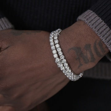 Wholesale 925 Sterling Silver Iced Out Tennis Chain Bracelet with Moissanite Stones