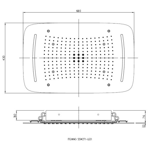 LED Light Square duschhuvud