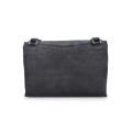 Dark Gray Black Leather Crossbody Envelope Purse