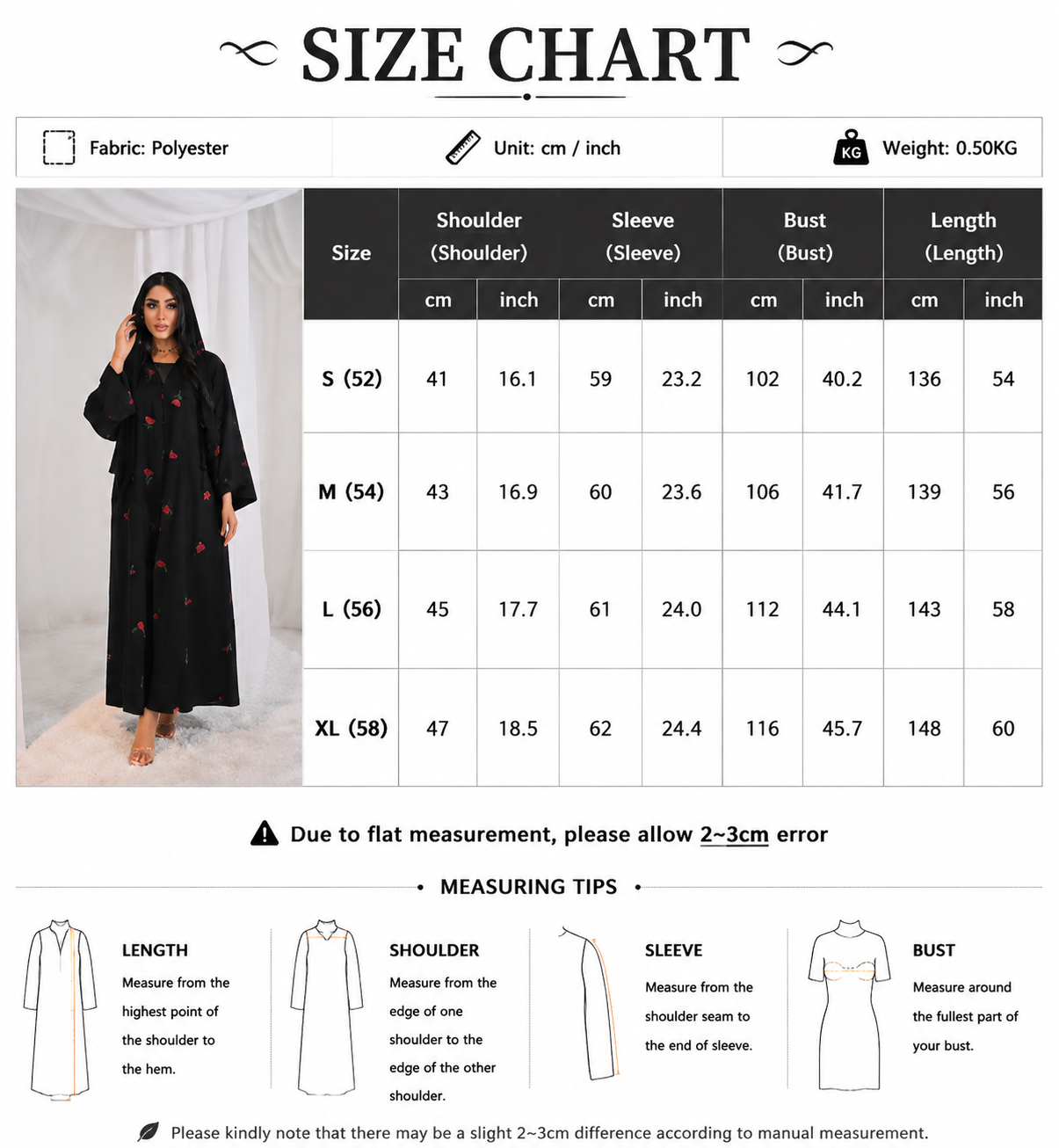 Lightweight Embroidery Abaya Set with Hijab