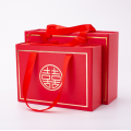 Red Wedding Gift Box with Handle Gold Foil