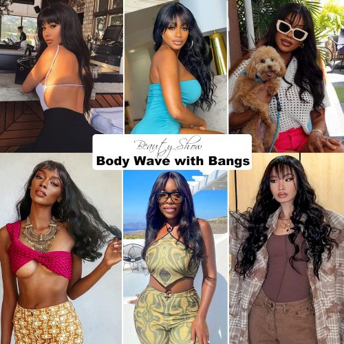 Body Wave Wig with Bangs 2x4 Lace