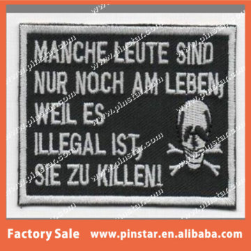 China Factory Customized Skull Iron On Embroidery Patches