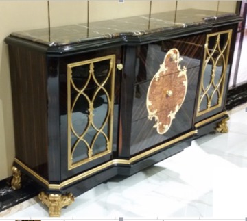 Wood carving furniture buffet marble sideboard