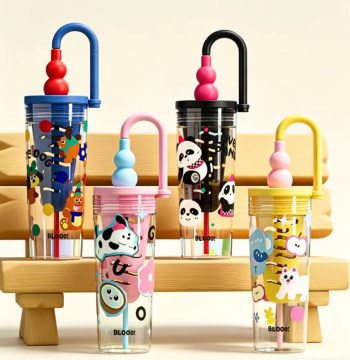 Gourd-Shaped Kids Dual Drink Straw Cup