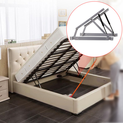Mecanismo de elevación de cama con almacenamiento con resorte de gas gris mate