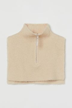 Rib-knit Turtleneck Collar with a zipper at top