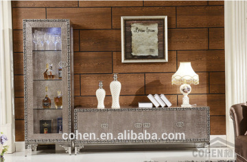 2015 New arrival post modern high quality stainless steel PU tv stand/cabinetE106