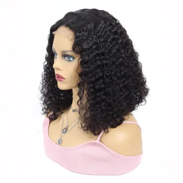 Swiss Lace Closure Front Brazilian Human Hair Wig With Bouncy Kinky Curls Short Bob Cut Closure Lace Front Wigs Express Shipping