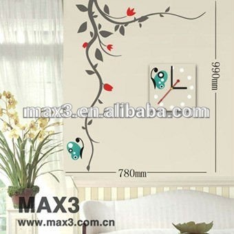Flowers Wall Stickers Clock Modern Design for home