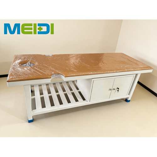 Mobile Stainless Steel Examination Bed with Storage Shelf & Hole