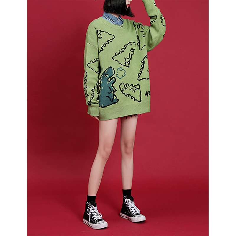 Women`s Kawaii Cute Dinosaur Jumper Sweaters