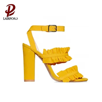 one band sweet Folding flowers heeled sandals