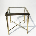 polished metal coffee table glass top side table