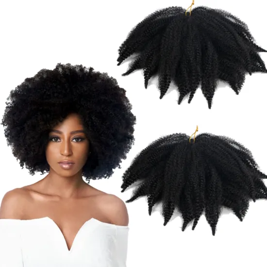 Wholesale High Quality Afro Kinky Curly Hair Crochet Braids Extensions Dreadlocks Marley Hair Afro Kinky Crochet Bulk Bomb Wave