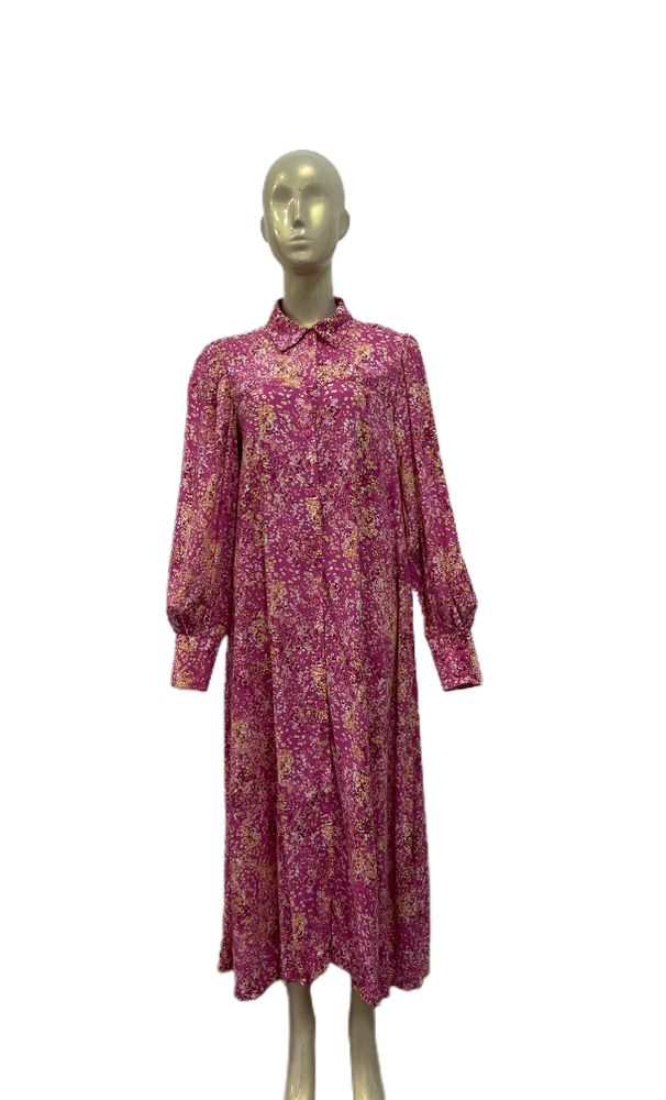 Pink Floral Print Max Shirtdress