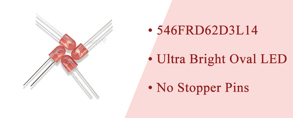 546FRD62D3L14 Ultra bright Oval LED 5mm red LED Lamps with no stopper pins red diffused lens