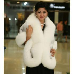 white fox fur  cape with trim