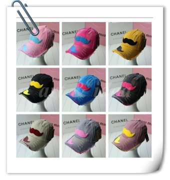 Fashion Frayed Caps With Applique Beard