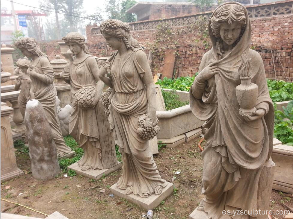 Tamaño jardín decoración estatua antigua de mujer de mármol