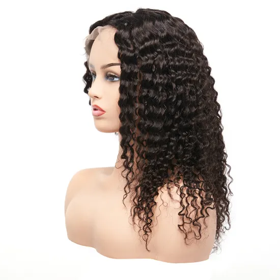 Wholesale Peruvian Natural Hairline Free Part Pre Plucked 13*4 Kinky Curly Lace Front Wig