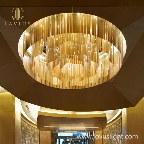 Round golden yellow conference hall chandelier hall chandelier creative custom chandelier hotel chandelier