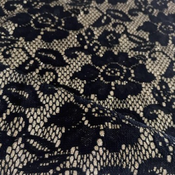 Tissu contrecollé en dentelle noire