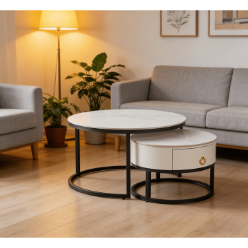 Conjunto de mesa redonda com gavetas para viver