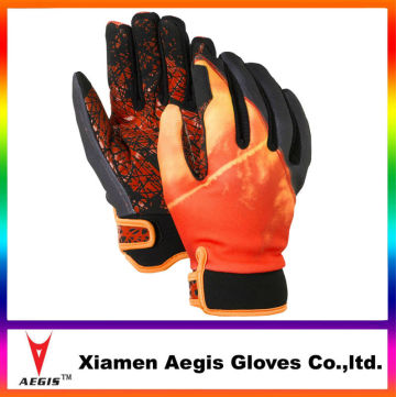 orange leather Bicycle racing gloves