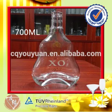 700ml transparent xo bottle cognac with special bottom