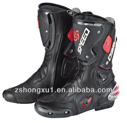 Factory black high quality protective Motorcycle racing Boots B1001 (Black,Red,White)