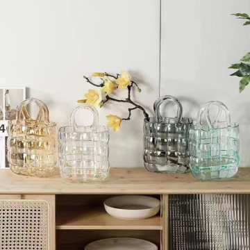 Handmade màu hồng hổ phách màu xám trong suốt túi kính để trang trí đám cưới