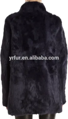 YR223A Stand Collar Fur Coat Long Fur Coat Dyed Rabbit Fur Coat