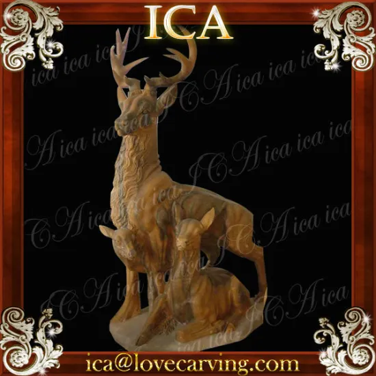 Sunglow red marble deer statue