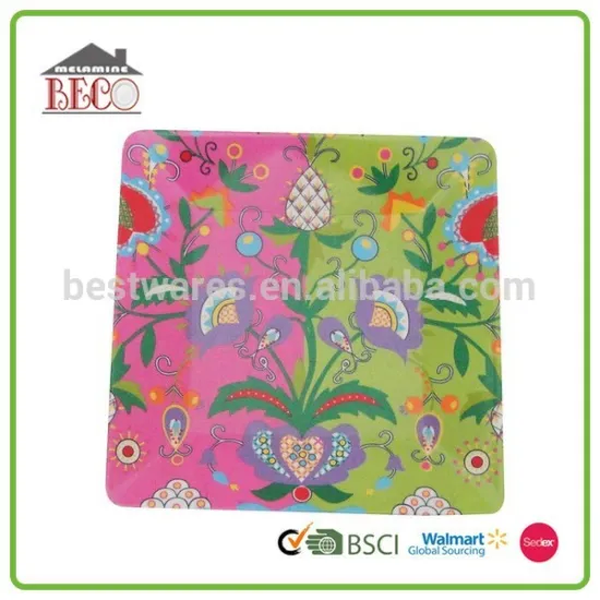 Security heat resistant flat square melamine color plate