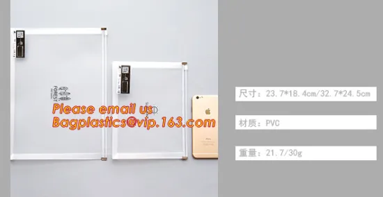 hot selling cheap A4, A5, A6, B5 transparent plastic pe zip lock files bag /zip wallet with printing