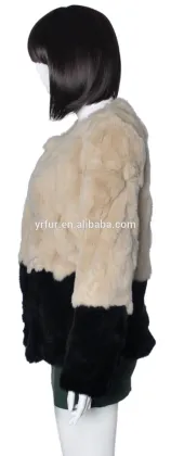 YR770 Canada Rex Rabbit Patchwork Soft Fur Coat Women