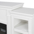 Modern Cream White Electric Fireplace Entertainment Center with Detachable Cabinets
