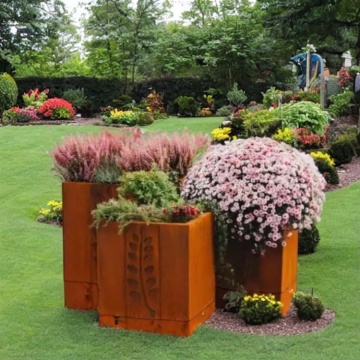 Corten Steel Waterfall Blade Cascade With Herb Planter